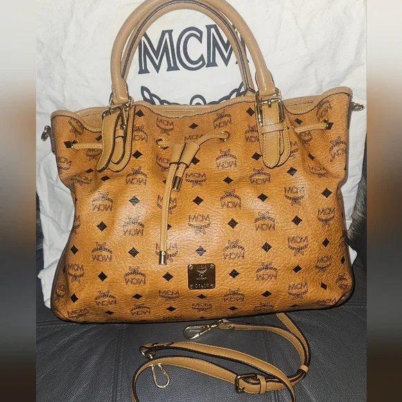 MCM Cognac Visetos Shoulder Bag - Picture 1 of 8